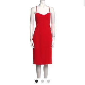 HALSTON sleeveless cape dress